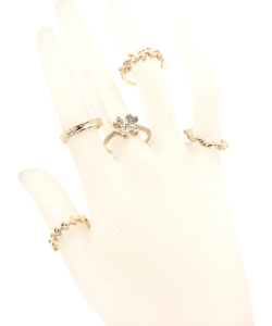 5Pcs  Rhinestone Ring Set  RZ300119 GOLD CL